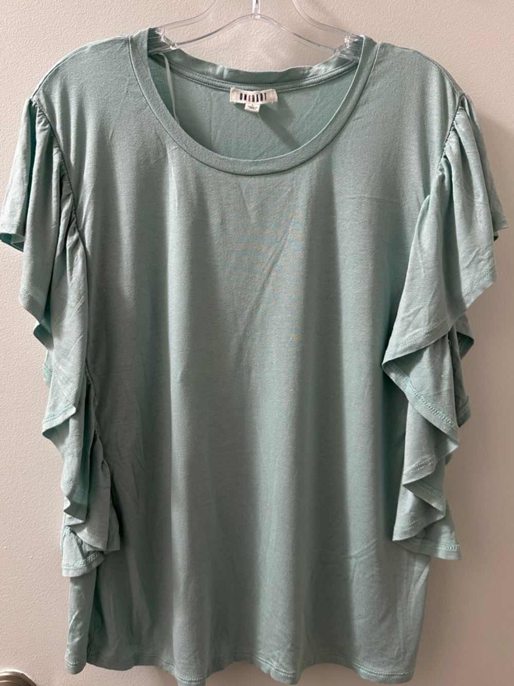 Women's Ruffle Sleeve Blouse in Seafoam Green by